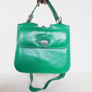Kelly Green Asos Premium Leather Vintage Frame Bag